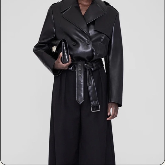 Anine Bing Jackets & Blazers - Anine Bing Black Leather Double-Breasted Jacket